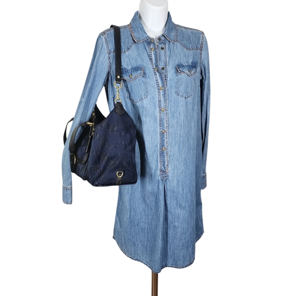 COACH CAMBPELL SIGNATURE METALLIC SATCHEL - Picture 4 of 11